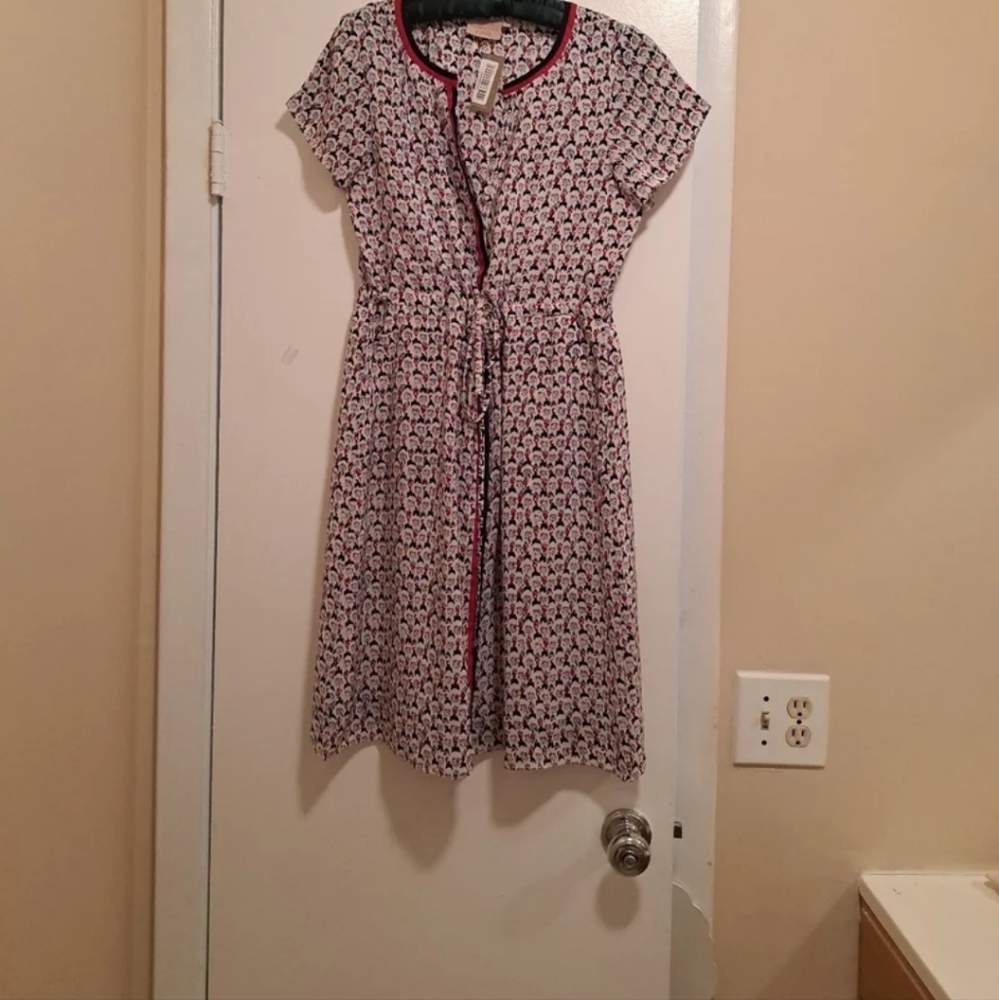 Anthropologie .Olivia   waterfront dress red and blue print NWT Small